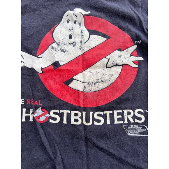 Vintage Kids 1986 The Real Ghostbusters Movie Promo Black T-Shirt With Logo Grap - Picture 2 of 6